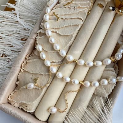 Minimalist Dainty Summer 18K Gold Plated Freshwater Pearls Bead Stainless Steel Necklace detail 2