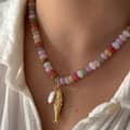 Bohemian Natural Stone Sea Irregular-Shaped Freshwater Pearl Lucky Fish Pendant 1