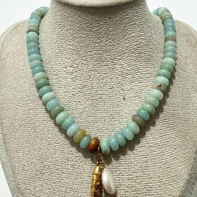 Bohemian Natural Stone Sea Irregular-Shaped Freshwater Pearl Lucky Fish Pendant detail 6