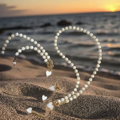 Gold Plated Choker Heart Lock Charm Elegant Natural Stone Pearl Bead Wedding detail 4