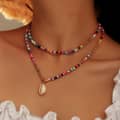 Boho Handmade Colorful Seed Beads Necklace Jewelry 75cm Beaded Necklaces With Shell Pendant 1