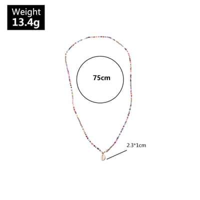 Boho Handmade Colorful Seed Beads Necklace Jewelry 75cm Beaded Necklaces With Shell Pendant detail 6