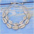 Boho Handmade Sea Shell Beaded Bracelet with Natural Cowry Puka Shell and Braided Necklace 5