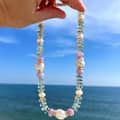Stainless Steel Beaded Necklace Natural Stone Freshwater Pearl Handmade Geometric Fashion 1