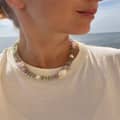 Stainless Steel Beaded Necklace Natural Stone Freshwater Pearl Handmade Geometric Fashion 3