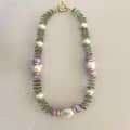 Stainless Steel Beaded Necklace Natural Stone Freshwater Pearl Handmade Geometric Fashion 6