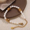 Waterproof 18K Gold Plated Stainless Steel Elastic Bead Bracelet With Freshwater Pearls 4