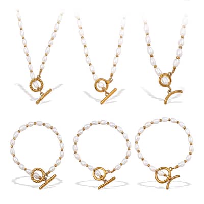 Non Tarnish 18K Gold Plated Stainless Steel Charm Choker Necklace With Freshwater Pearl Pendant detail 5