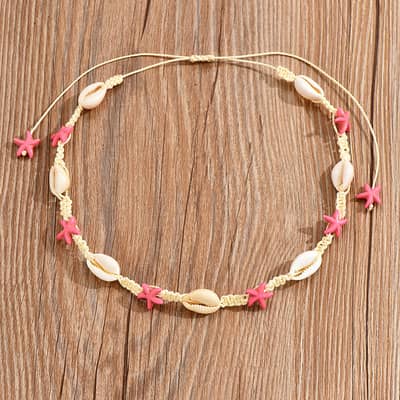 Fashion Handmade Puka Sea Shell Necklace Summer Beach Shell Beaded Choker Bracelet detail 2