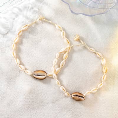 Fashion Handmade Puka Sea Shell Necklace Summer Beach Shell Beaded Choker Bracelet detail 3