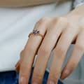 925 Sterling Silver Gold Plated Gemstone Retro Hollow Flower Tanzanite Zircon Synthetic Artificial Opal Ring 6