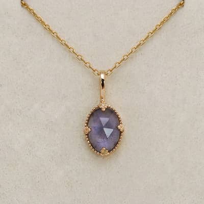Gemstone 925 Sterling Silver Gold Plated Night Sky Shooting Star Shaped Labradorite Cordierite Iolite Dichroite Necklace detail 2
