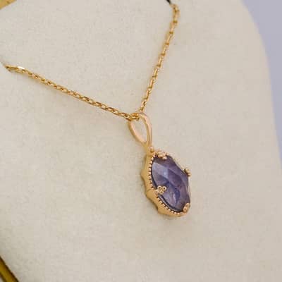 Gemstone 925 Sterling Silver Gold Plated Night Sky Shooting Star Shaped Labradorite Cordierite Iolite Dichroite Necklace detail 3