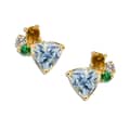 925 Sterling Silver Gold Plated Gemstone Geometric Triangular Star CZ Zircon Topaz Citrine Simulate Emerald Vintage Earrings 1