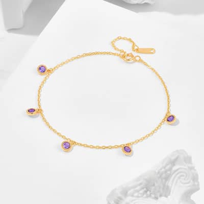 January Gemstone 925 Sterling Silver Gold Plated Peridot Garnet Amethyst African Opal Bracelet detail 2