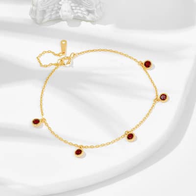 January Gemstone 925 Sterling Silver Gold Plated Peridot Garnet Amethyst African Opal Bracelet detail 4