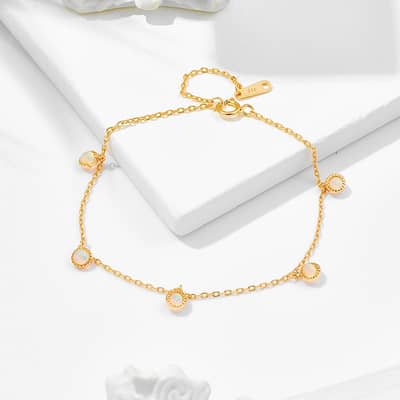 January Gemstone 925 Sterling Silver Gold Plated Peridot Garnet Amethyst African Opal Bracelet detail 6