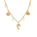 Beach Starfish 18K Gold Plated Stainless Steel Necklace Summer Ocean Style With Natural Shell Seahorse Charms And Pearls 5