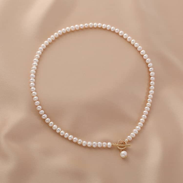 18K Gold Plated Freshwater Pearl Baroque Pearl Choker Necklace With OT Clasp - main