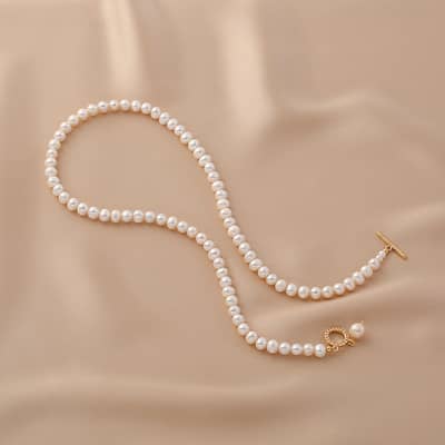 18K Gold Plated Freshwater Pearl Baroque Pearl Choker Necklace With OT Clasp detail 3