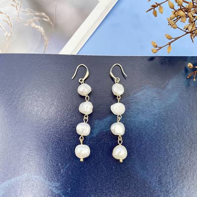 Freshwater Waterproof Beaded Pearl Tassel Earrings 925 Sterling Silver Long Pearl Drop Dangle detail 4