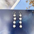 Freshwater Waterproof Beaded Pearl Tassel Earrings 925 Sterling Silver Long Pearl Drop Dangle 4