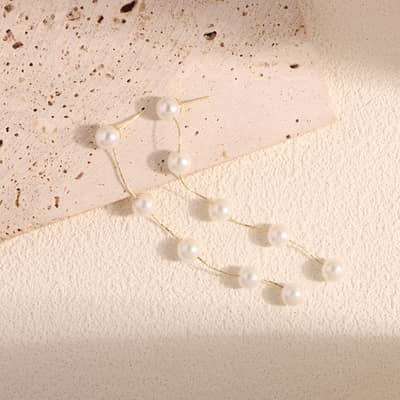 Freshwater Waterproof Beaded Pearl Tassel Earrings 925 Sterling Silver Long Pearl Drop Dangle detail 5