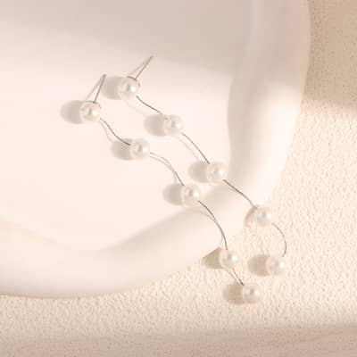 Freshwater Waterproof Beaded Pearl Tassel Earrings 925 Sterling Silver Long Pearl Drop Dangle detail 6