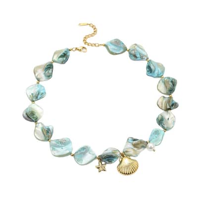 Waterproof Colorful Stainless Steel Conch Sea Star Shell Starfish Charms Necklace detail 5