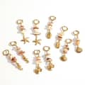 18K Gold Plated Handmade Ocean Crushed Stone Earrings Stainless Steel Starfish Conch Shell Pendant Dangle 3