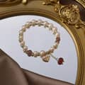 18K Gold Plated Chinese Style Handmade Bead Bracelet with Strawberry Crystal, Opal, Pearl, and Lock Love Pendant 1
