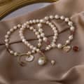 18K Gold Plated Chinese Style Handmade Bead Bracelet with Strawberry Crystal, Opal, Pearl, and Lock Love Pendant 3
