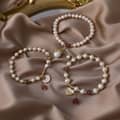 18K Gold Plated Chinese Style Handmade Bead Bracelet with Strawberry Crystal, Opal, Pearl, and Lock Love Pendant 4