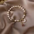 18K Gold Plated Chinese Style Handmade Bead Bracelet with Strawberry Crystal, Opal, Pearl, and Lock Love Pendant 5