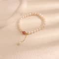 White Strawberry Quartz Freshwater Pearl Bracelet