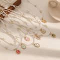 Waterproof Hypoallergenic Stainless Steel Clavicle Chain Pearl Beaded Necklace With Rose Flower Pendant 2