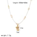 Waterproof Hypoallergenic Stainless Steel Clavicle Chain Pearl Beaded Necklace With Rose Flower Pendant 5