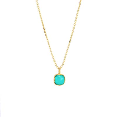 Gemstone Series Blue Topaz Clavicle Chain Gemstone Beads Crystal Natural Stone Square Geometry Turquoise Necklace detail 1