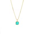 Gemstone Series Blue Topaz Clavicle Chain Gemstone Beads Crystal Natural Stone Square Geometry Turquoise Necklace 1