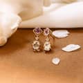 925 Sterling Silver Gold Plated Korean Vintage Bezel Zircon Hoop Gemstone White Topaz Pink Amethyst Crystal Earrings 2