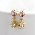 925 Sterling Silver Gold Plated Korean Vintage Bezel Zircon Hoop Gemstone White Topaz Pink Amethyst Crystal Earrings 6