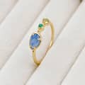 Gemstone 925 Sterling Silver Gold Plated Geometric Isomorphs Drop Light Blue Crystal Stone Ring 1