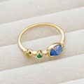 Gemstone 925 Sterling Silver Gold Plated Geometric Isomorphs Drop Light Blue Crystal Stone Ring 4