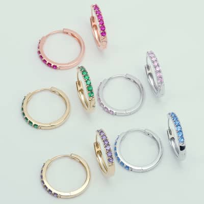 925 Sterling Silver Gold Plated Lovely Rainbow Colors Gems Wedding Zircon Geometrical Brazil Amethyst Earrings detail 3