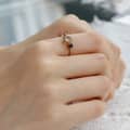 925 Gold Plated Birthstone Ladder Sterling Silver Gemstone Geometric Square Round Blue Sandstone White Crystal Ring 3