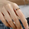 925 Gold Plated Birthstone Ladder Sterling Silver Gemstone Geometric Square Round Blue Sandstone White Crystal Ring 4