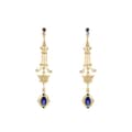 925 Sterling Silver Gold Plated Colorful Gemstone Series Starlight Astral Star Blue Zirconium Earrings 1