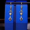 925 Sterling Silver Gold Plated Colorful Gemstone Series Starlight Astral Star Blue Zirconium Earrings 4
