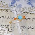 Vintage 925 Sterling Silver Gold Plated Gemstone Round Bead Flower Natural Turquoise Ring 2