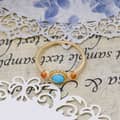 Vintage 925 Sterling Silver Gold Plated Gemstone Round Bead Flower Natural Turquoise Ring 4